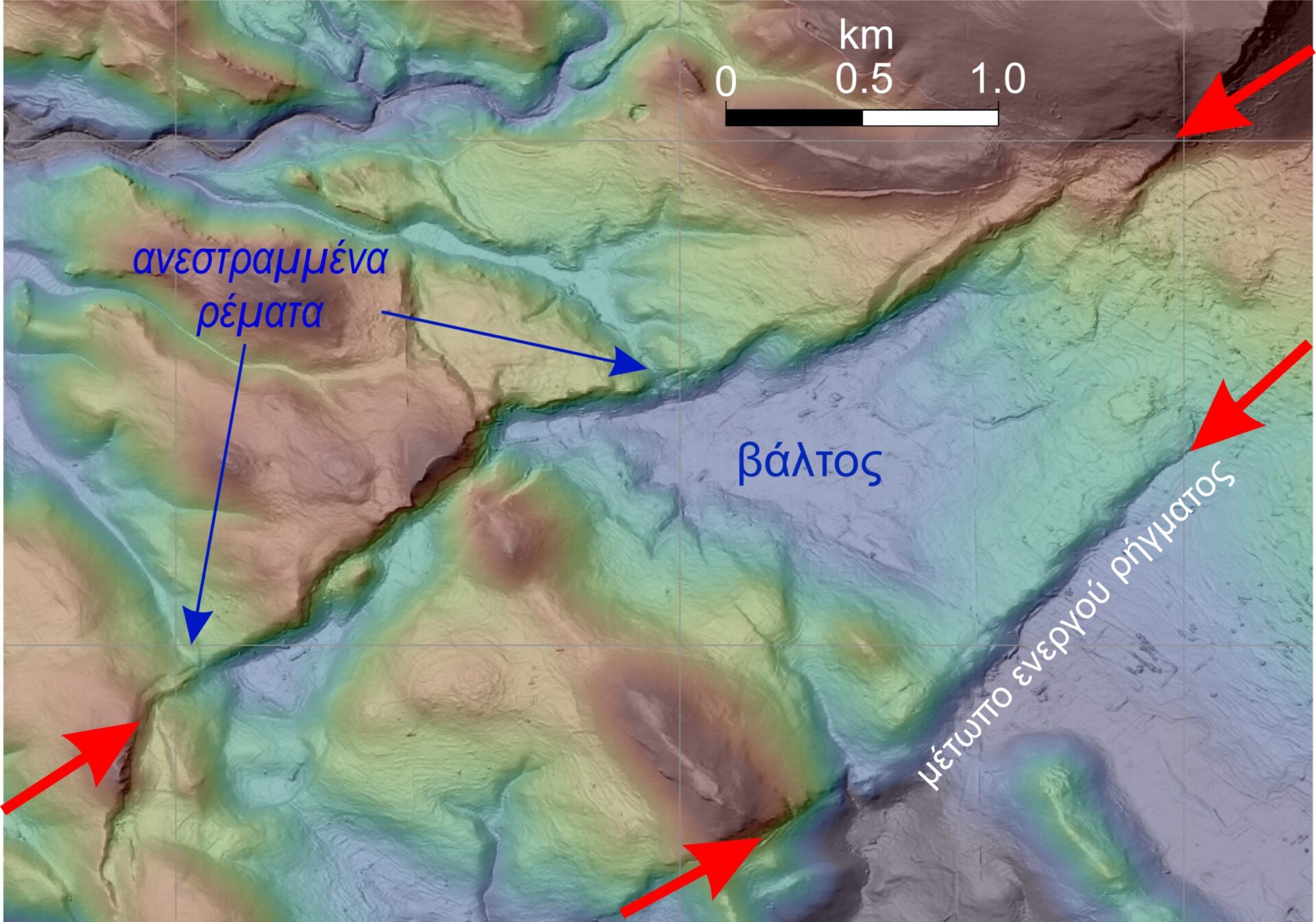 Χάρτης ενεργών ρηγμάτων στην Ελλάδα από την βάση Active Faults Greece