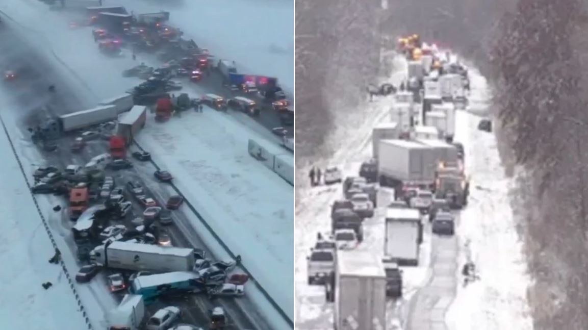 Indiana καραμπόλα 45 οχήματα χιόνι