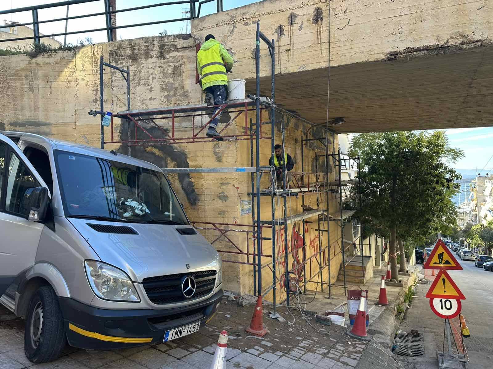 εργασίες αποκατάστασης γέφυρας στο Πέραμα