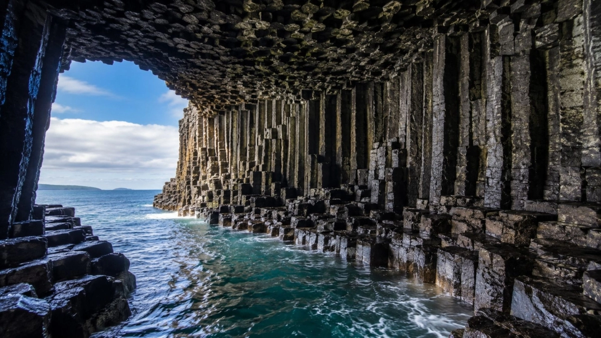 cave_3 Το εσωτερικό του Fingal's Cave με τις εντυπωσιακές βασαλτικές κολόνες στη νήσο Στάφα