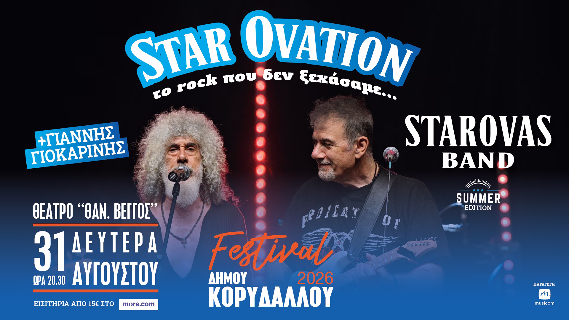 Σταρόβας και Γιοκαρίνης ενώνουν τις δυνάμεις τους σε rock συναυλία στον Κορυδαλλό